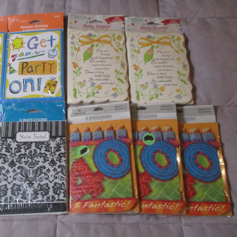 Lot of Vintage Party Invitations Hallmark Carlton Tender Thoughts